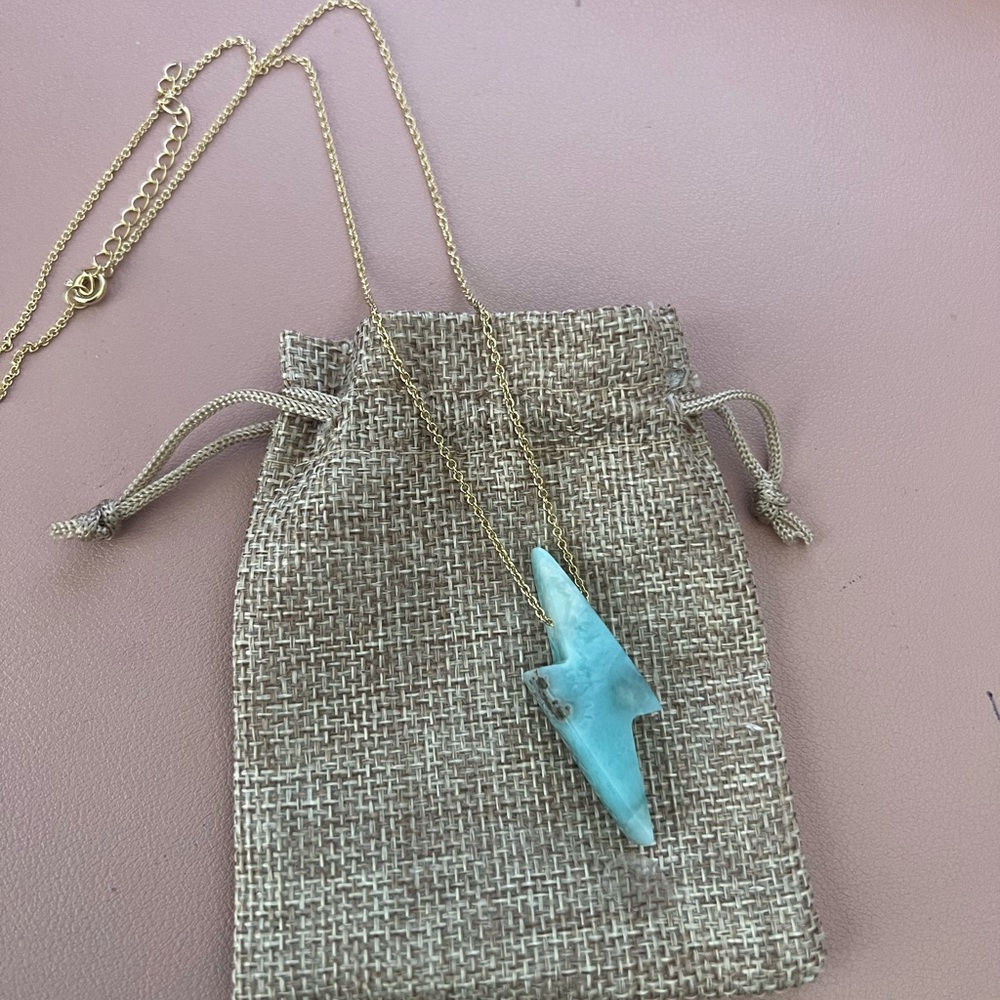 Larimar lightning bolt necklace